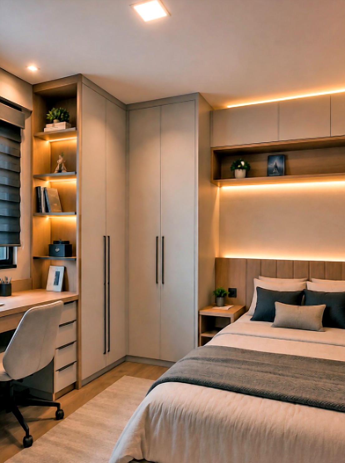 Bedroom study desk and window seating