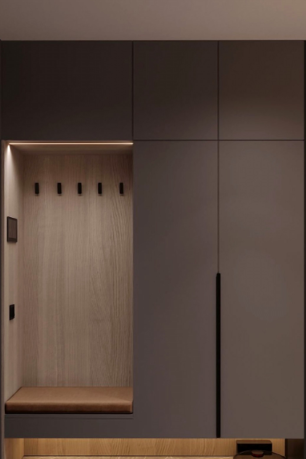 Fluted wood wardrobe detail